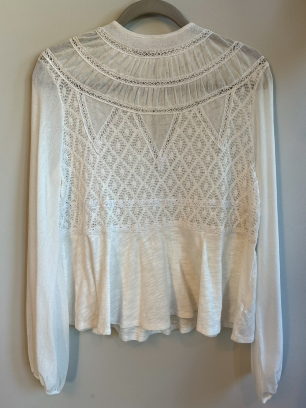 Free People embroidered crochet blouse in ivory
